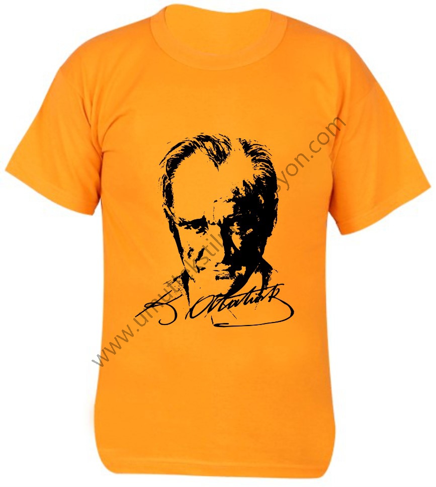 Turuncu Atatürk Baskılı Tişört