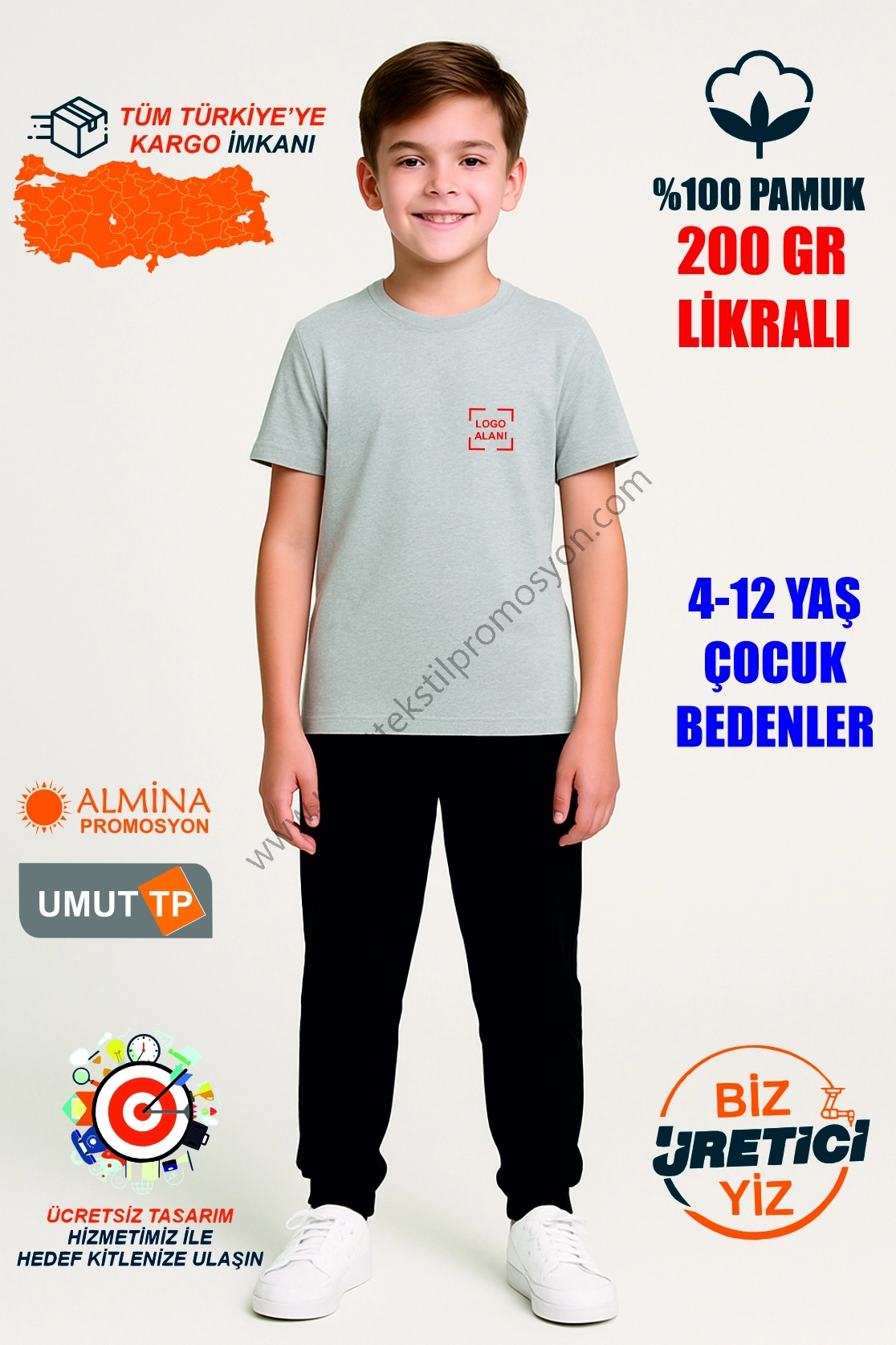 Gri Çocuk Tişört