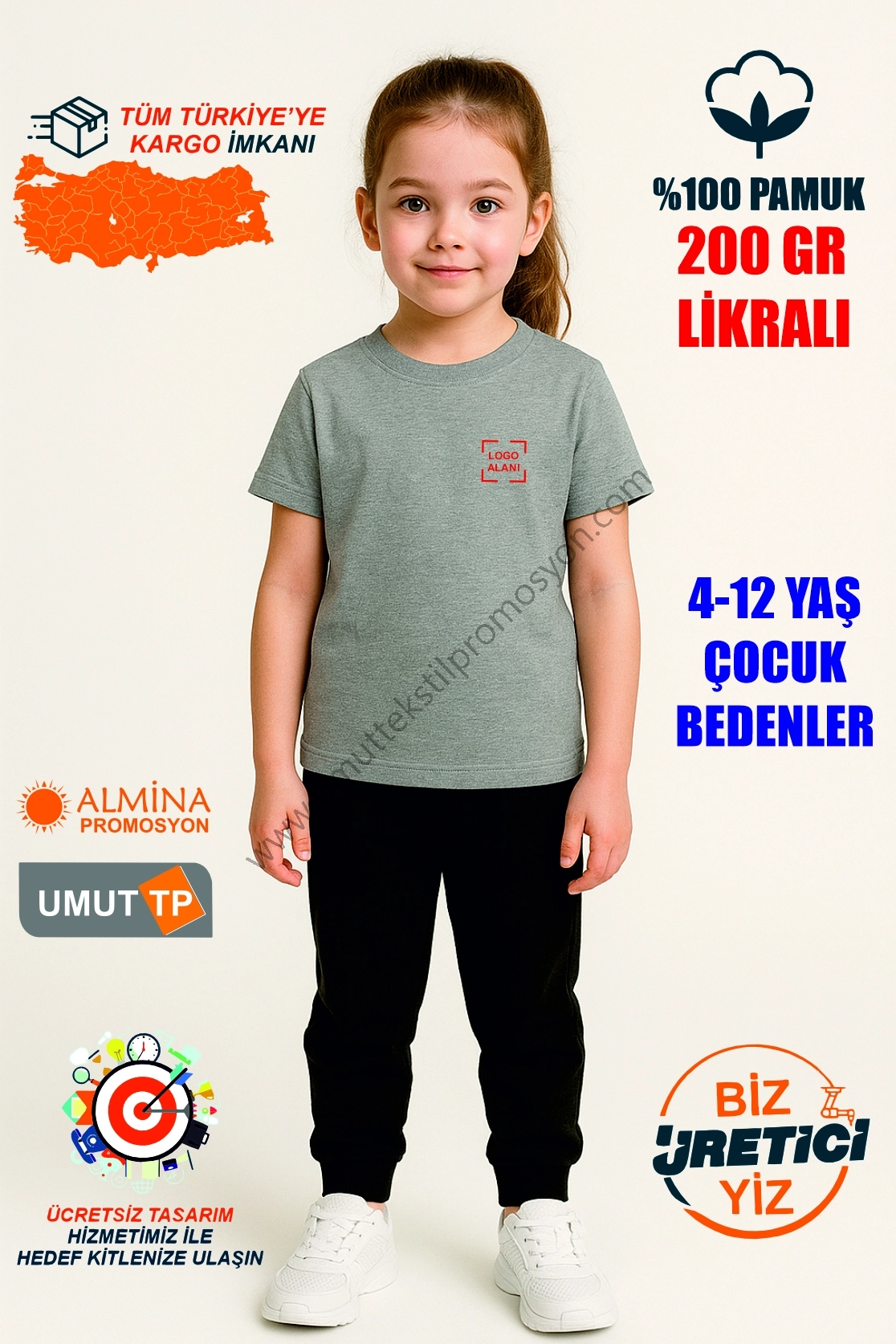 Gri Çocuk Tişört