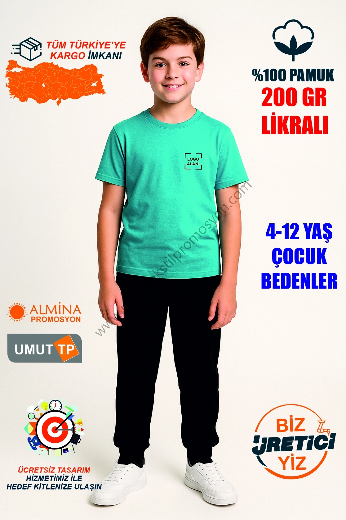 Turkuaz Çocuk Tişört