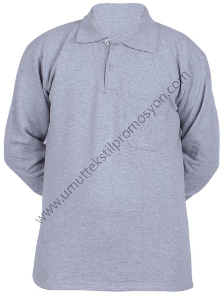 Promosyon Sweatshirt Polo Yaka Gri