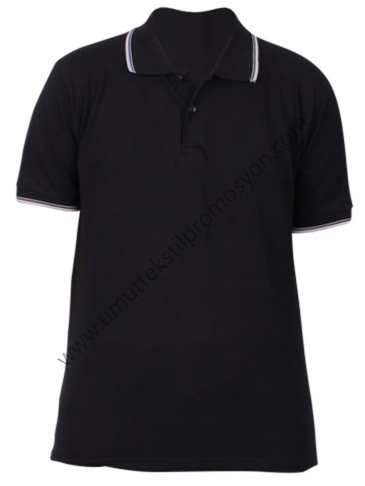 Promosyon Polo Tişört Siyah Ribanalı