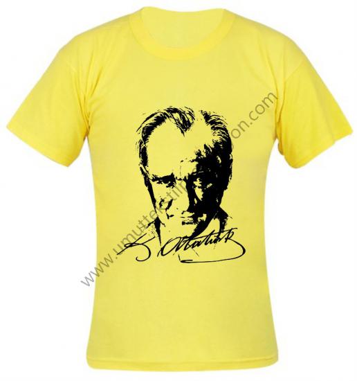 Sarı Atatürk Baskılı Tişört