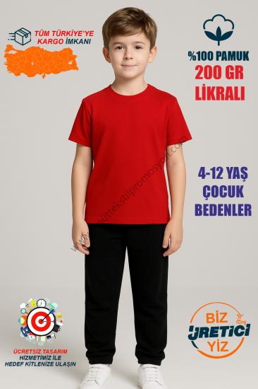 Kırmızı Çocuk Karate Antreman Tişörtü