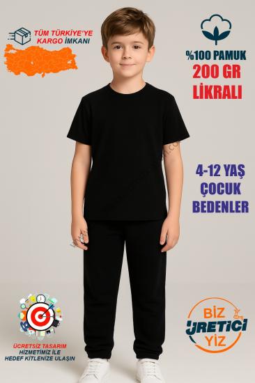 Siyah Çocuk Voleybol Antreman Tişörtü