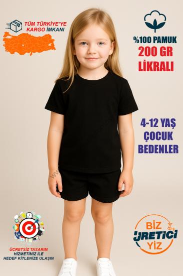 Siyah Çocuk Cimnastik Antreman Tişörtü
