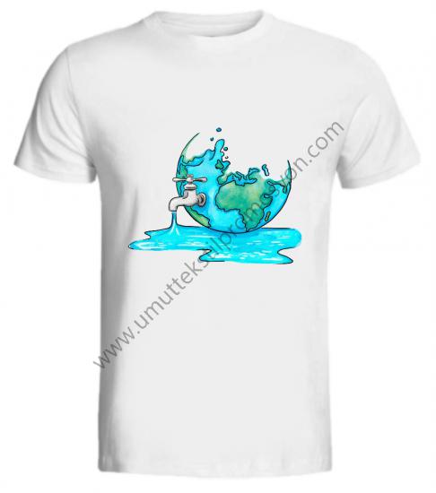 Ucuz Dünya Su Günü Baskılı Tişört