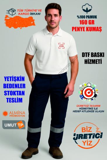 Toptan Personel %100 Pamuk Beyaz Polo Yaka Tişört