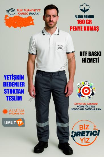 Toptan Personel Beyaz Polo Yaka Ribanalı Tişört