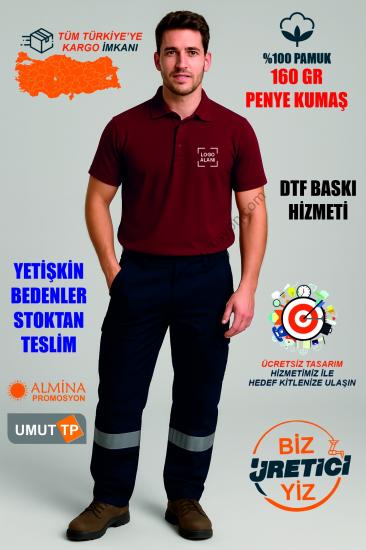 Toptan Personel %100 Pamuk Bordo Polo Yaka Tişört