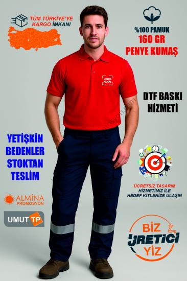 Toptan Personel %100Pamuk Kırmızı Polo Yaka Tişört