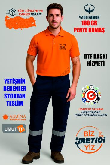 Toptan Personel Pamuk Turuncu Polo Yaka Tişört