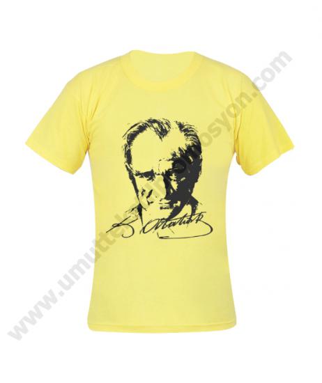 Sarı Atatürk Baskılı Tişört