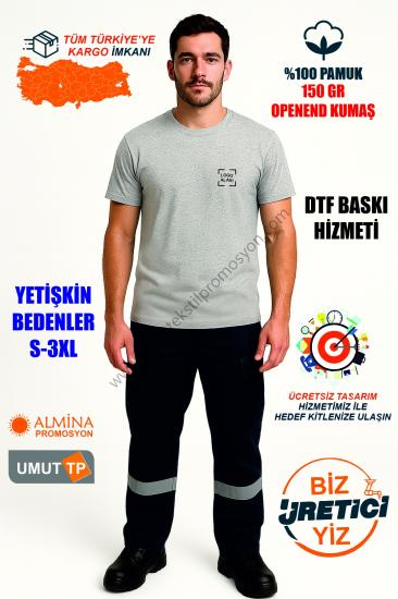 Toptan Personel %100 Pamuk Gri Tişört