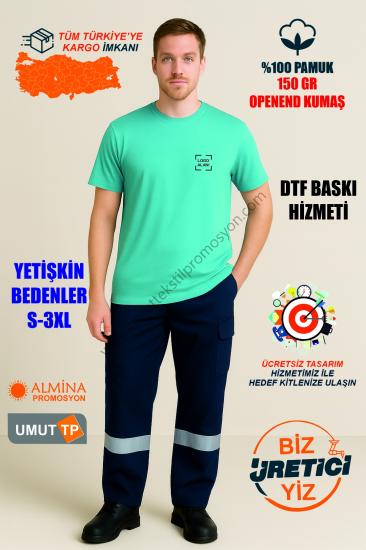 Toptan Personel %100 Pamuk Turkuaz Tişört