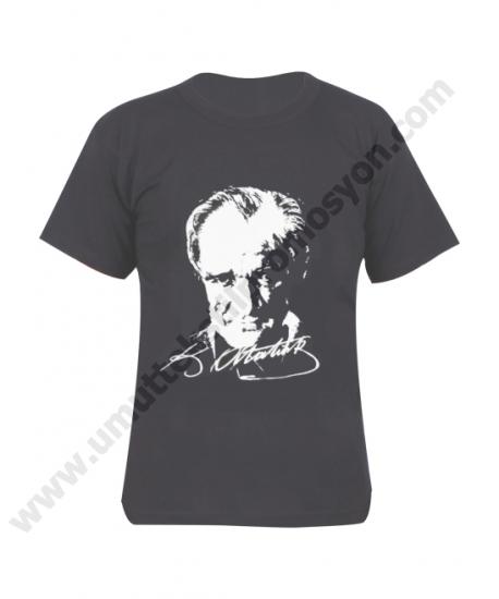 Siyah Atatürk Baskılı Tişört