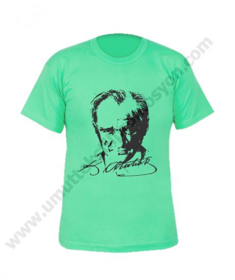 Yeşil Atatürk Baskılı Tişört